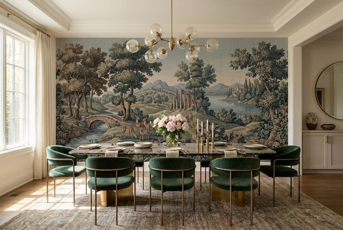 peel and stick custom blue forest dining wallpaper mural removable non woven vinyl