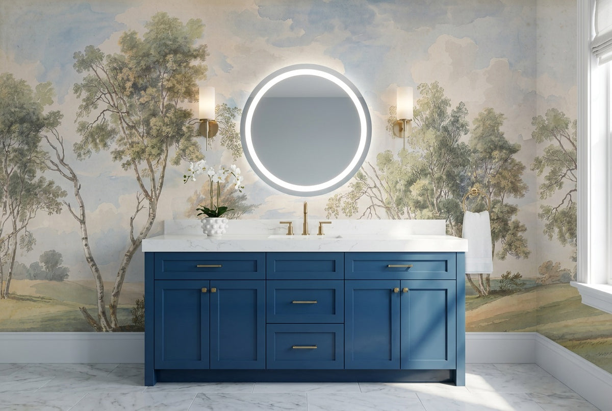 peel and stick custom blue trees bathroom wallpaper mural removable non woven vinyl