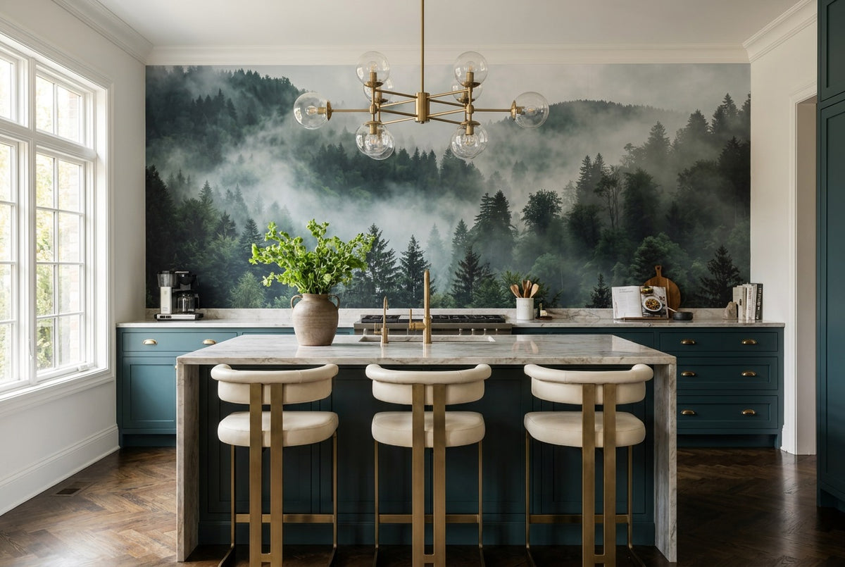 peel and stick custom gray pines kitchen wallpaper mural removable non woven vinyl