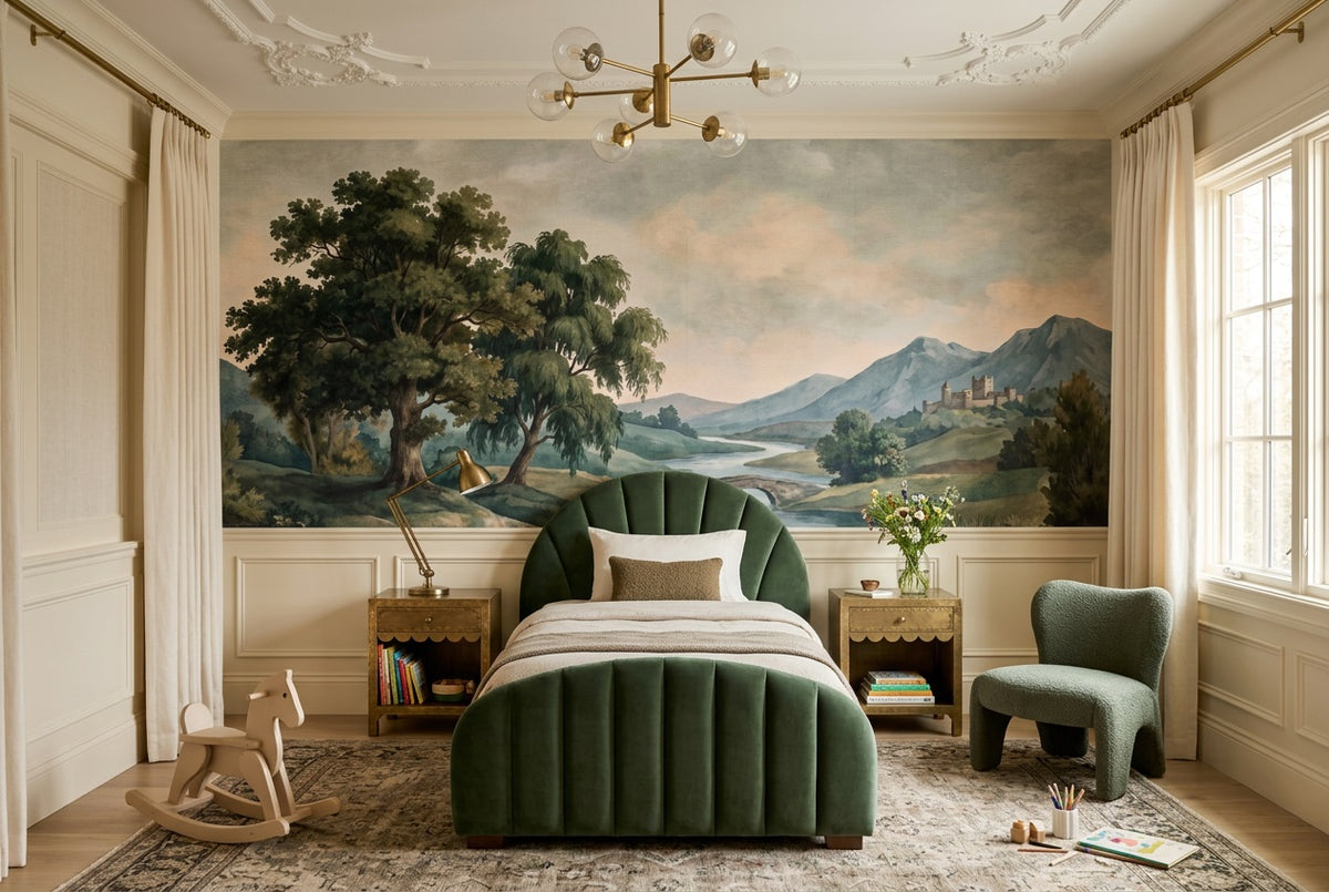 peel and stick custom green river kids room wallpaper mural removable non woven vinyl