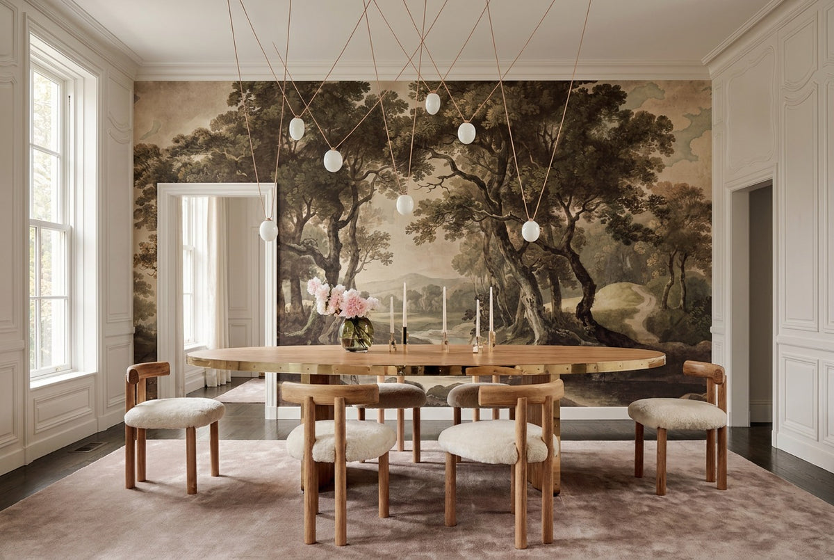 peel and stick custom olive forest dining wallpaper mural removable non woven vinyl