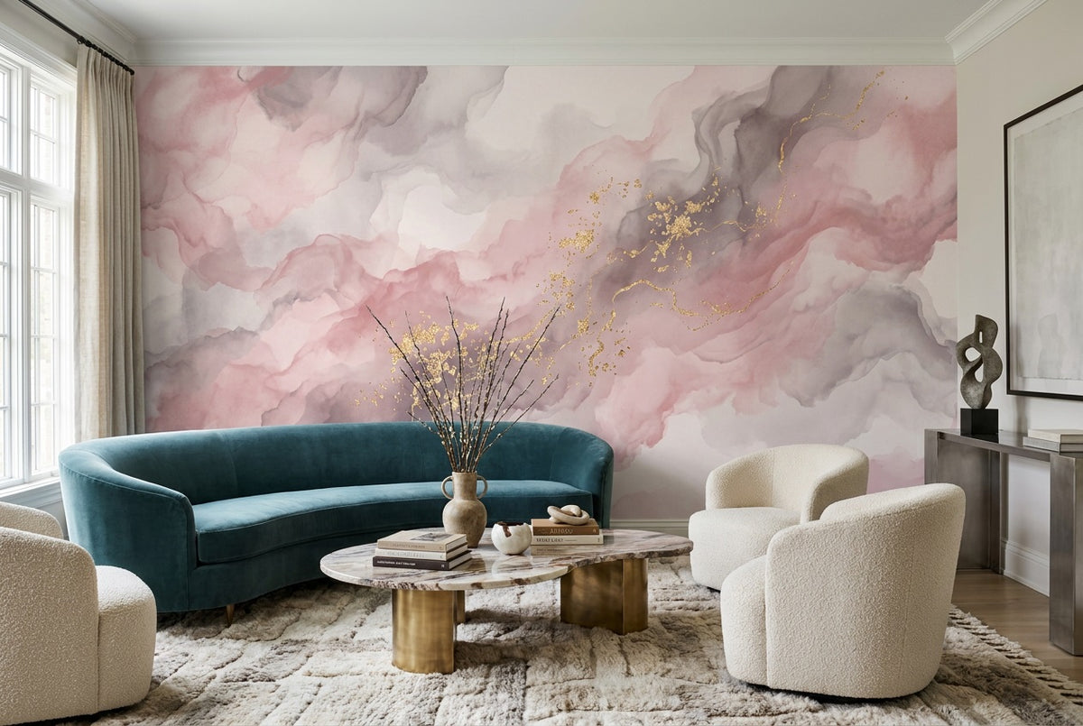 peel and stick custom pink marble lounge wallpaper mural removable non woven vinyl