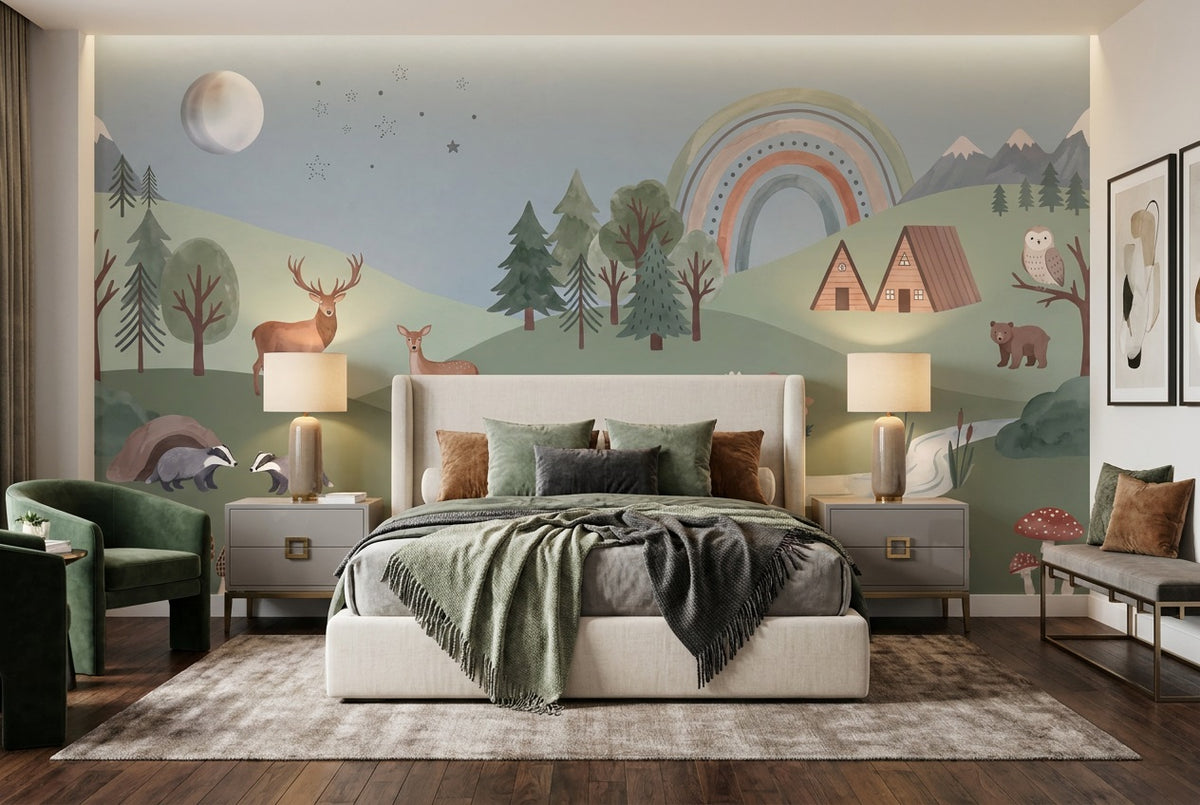 peel and stick custom sage rainbow bedroom wallpaper mural removable non woven vinyl
