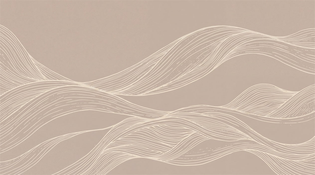 Beige Airy Wave Lines Wallpaper Mural