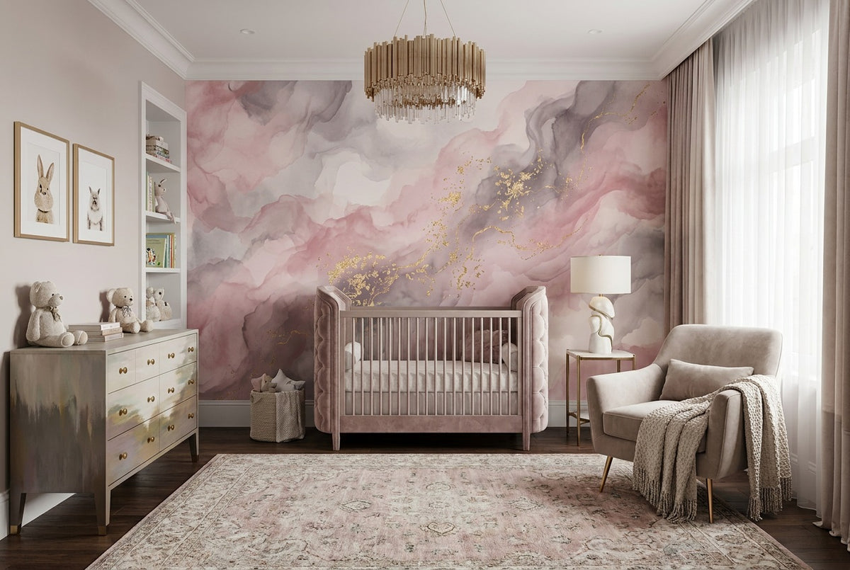 pink cloud marble wallpaper mural custom stick on nursery removable non woven vinyl