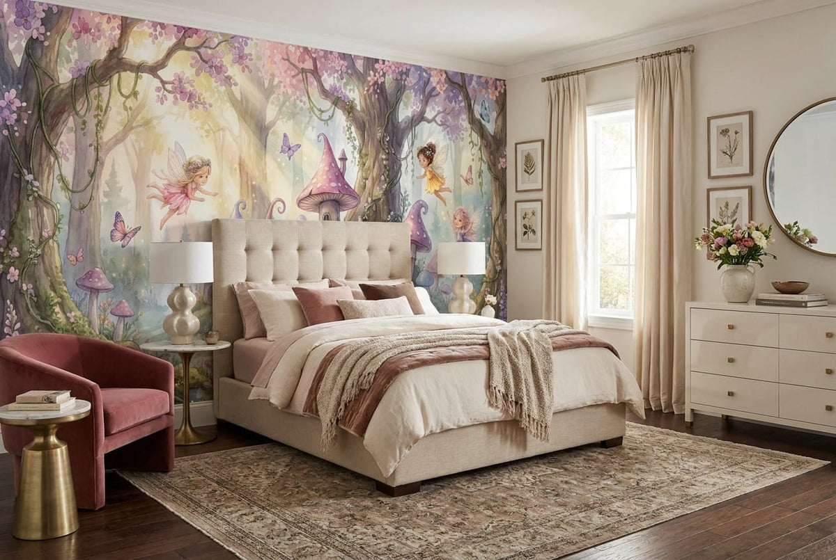 Whimsical Fairy Mushroom Village Wallpaper Mural