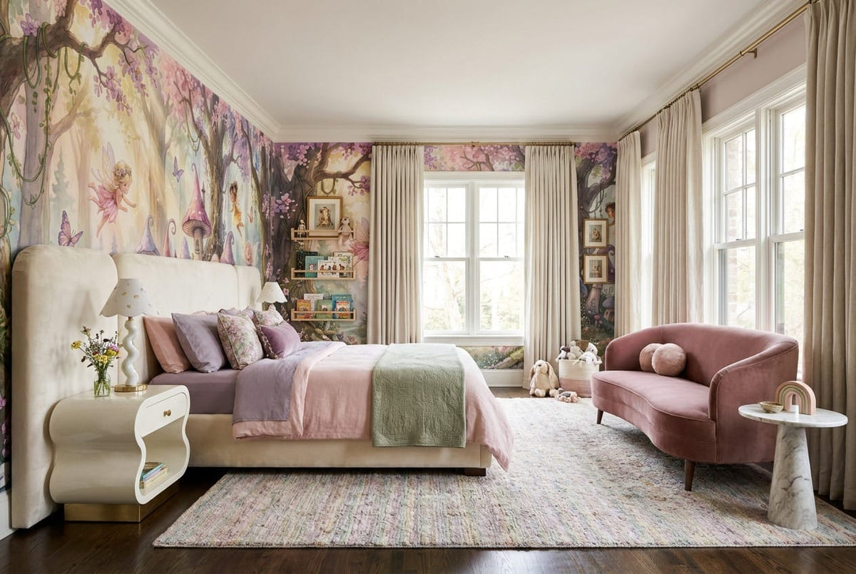 Whimsical Fairy Mushroom Village Wallpaper Mural