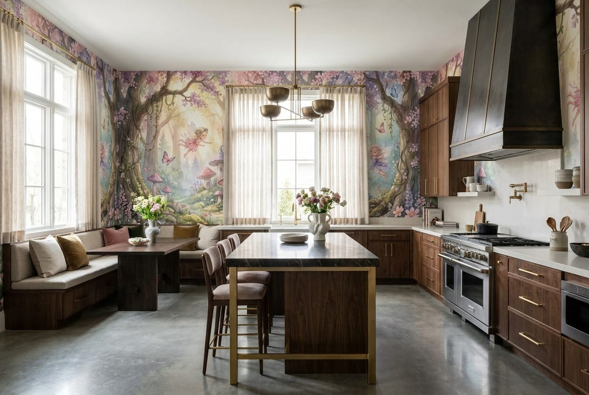Whimsical Fairy Mushroom Village Wallpaper Mural