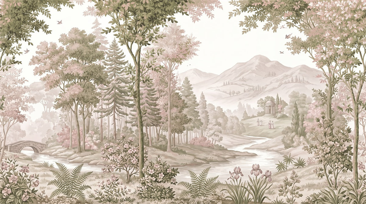 pink forest wall custom stick on non woven vinyl removable wallpaper mural main