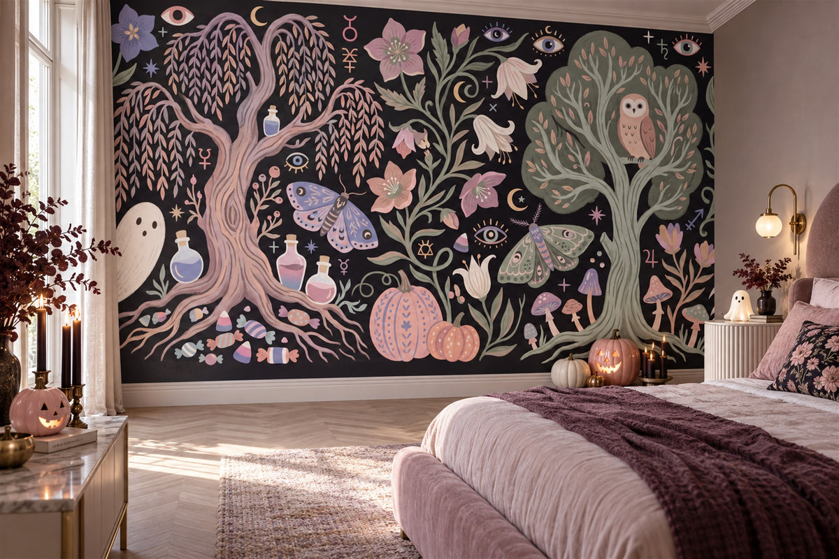 pink ghosts custom stick on wallpaper mural bedroom removable non woven vinyl