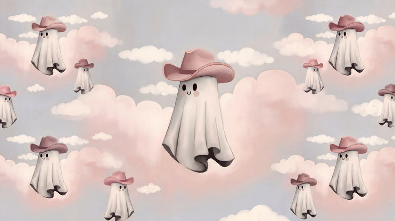 Pink Mushroom Ghost Halloween Wallpaper Mural