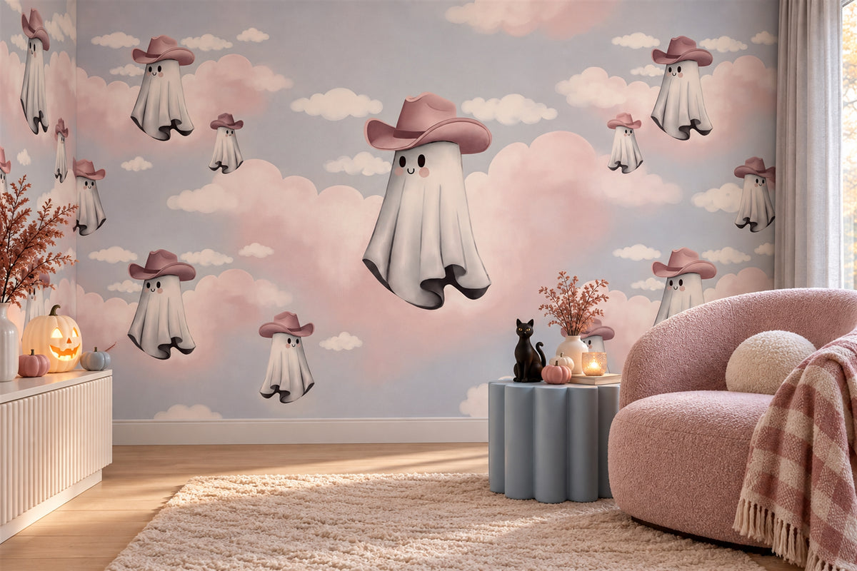 pink ghosts wallpaper mural study custom removable non woven vinyl self adhesive