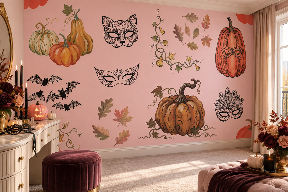 pink masks wallpaper mural vanity custom removable non woven vinyl self adhesive