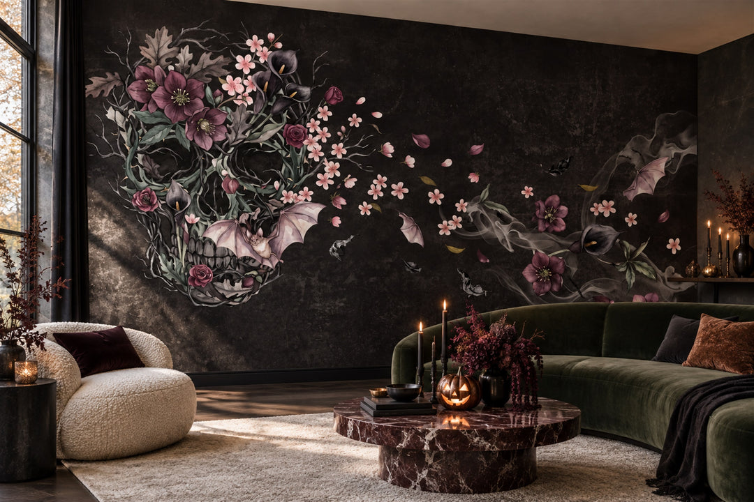 pink skull custom self adhesive wallpaper mural living room removable non woven vinyl