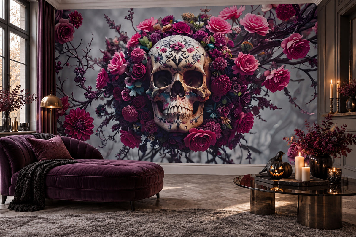 pink skull custom self adhesive wallpaper mural living room removable non woven vinyl