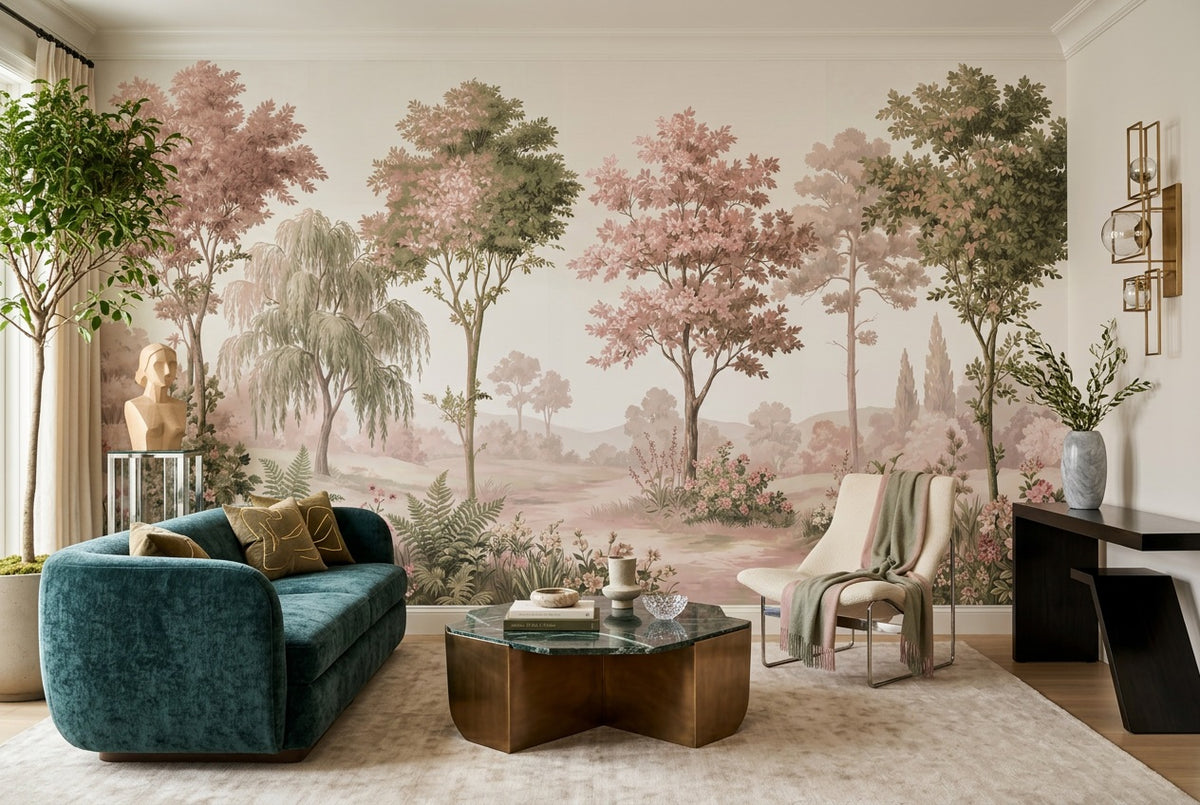 pink trees wallpaper mural custom self adhesive living room removable non woven vinyl