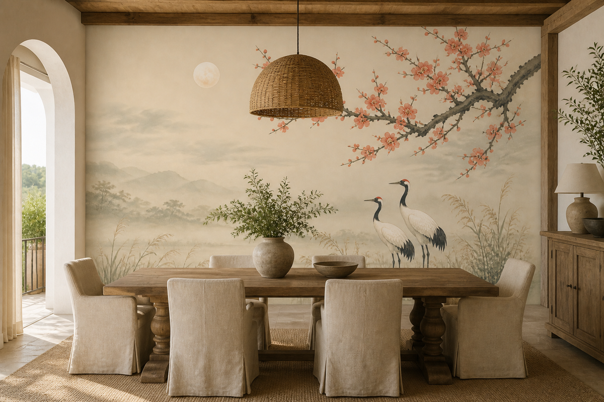 Plum Crane Wallpaper Mural product view