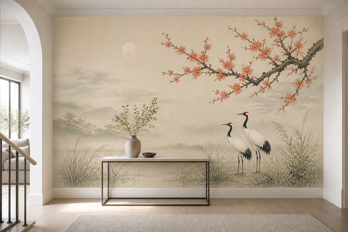 Plum Crane Wallpaper Mural product view