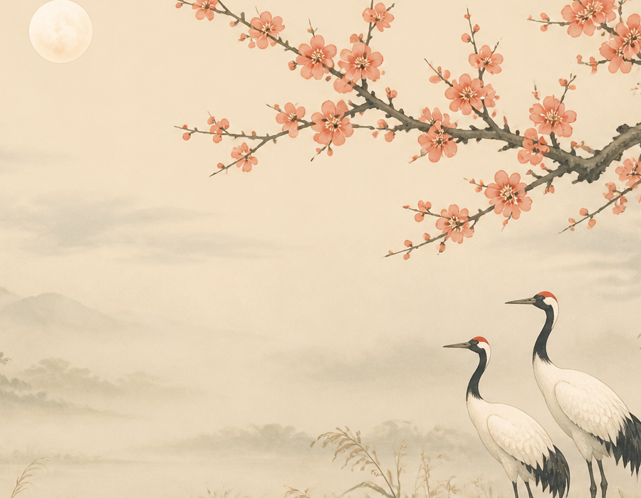 Plum Crane Wallpaper Mural product view