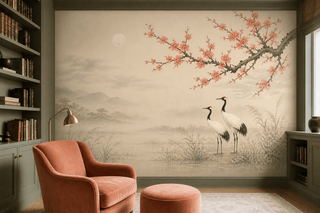 Plum Crane Wallpaper Mural