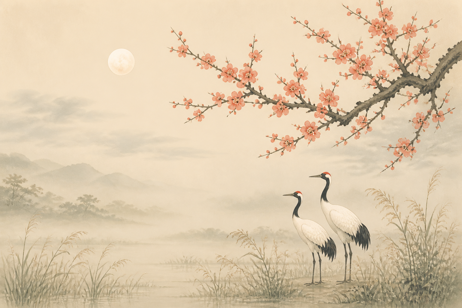 Plum Crane Wallpaper Mural