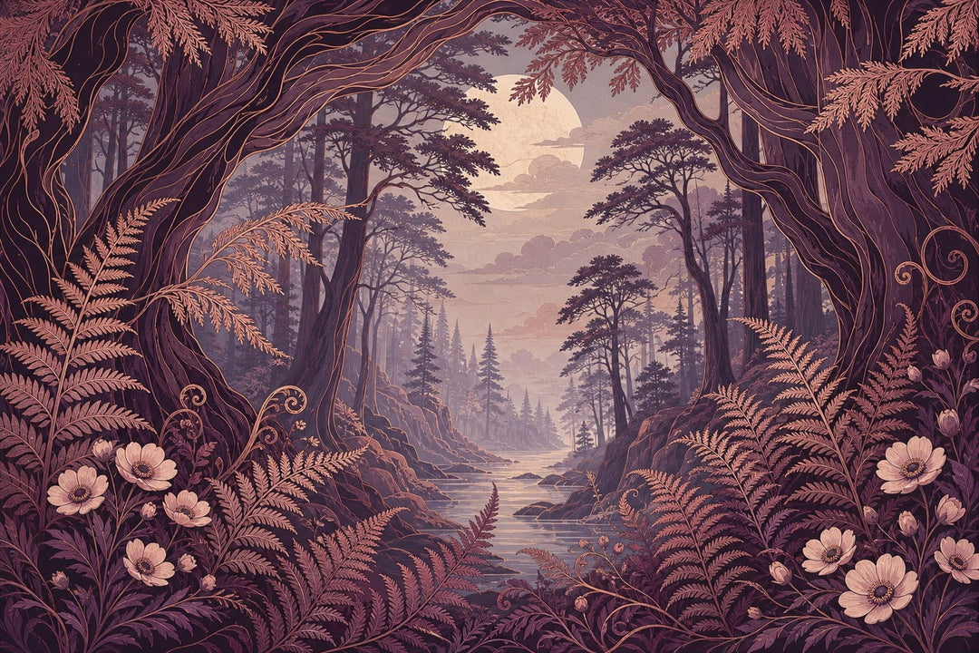 Plum Fern Wallpaper Mural product view