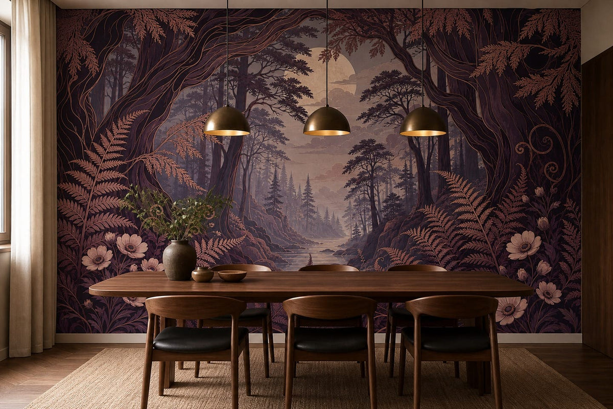 Plum Fern Wallpaper Mural product view