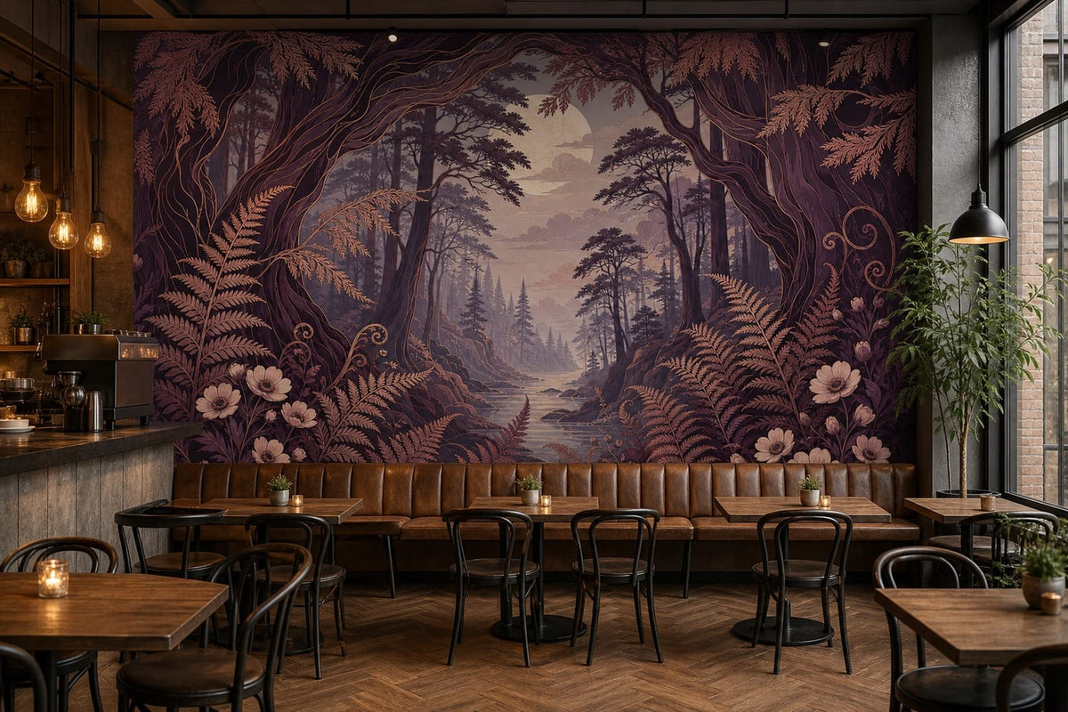 Plum Fern Wallpaper Mural product view