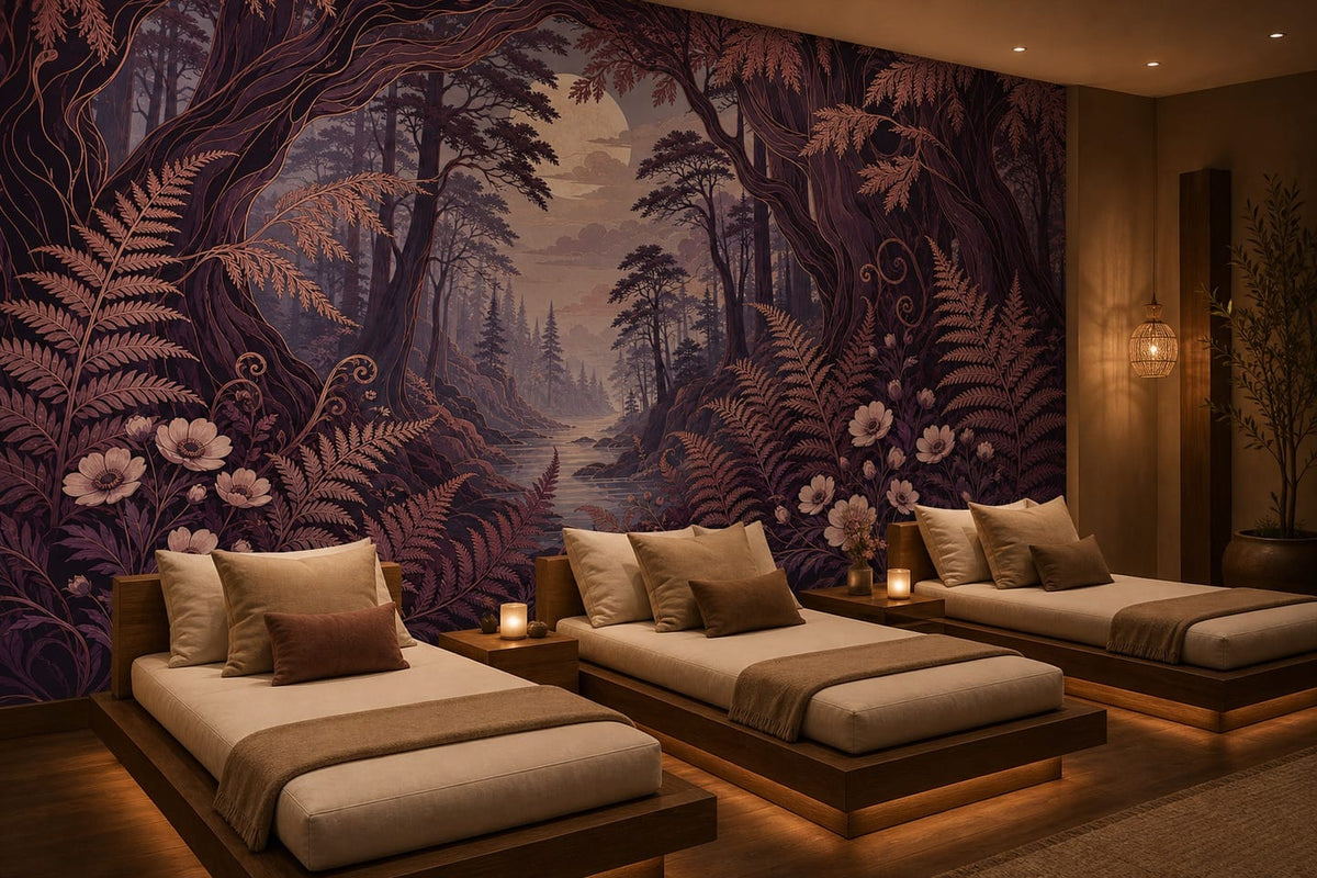 Plum Fern Wallpaper Mural product view