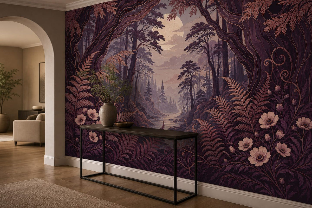 Plum Fern Wallpaper Mural product view