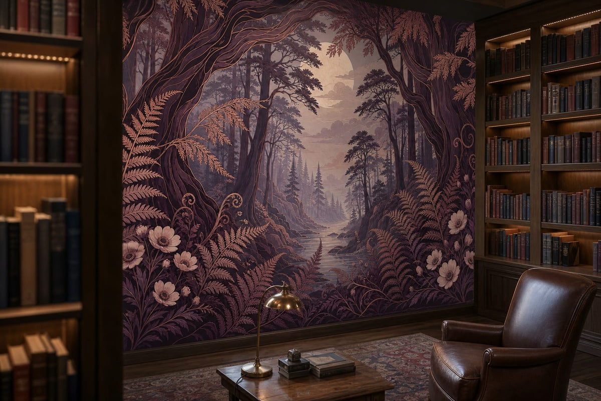 Plum Fern Wallpaper Mural product view