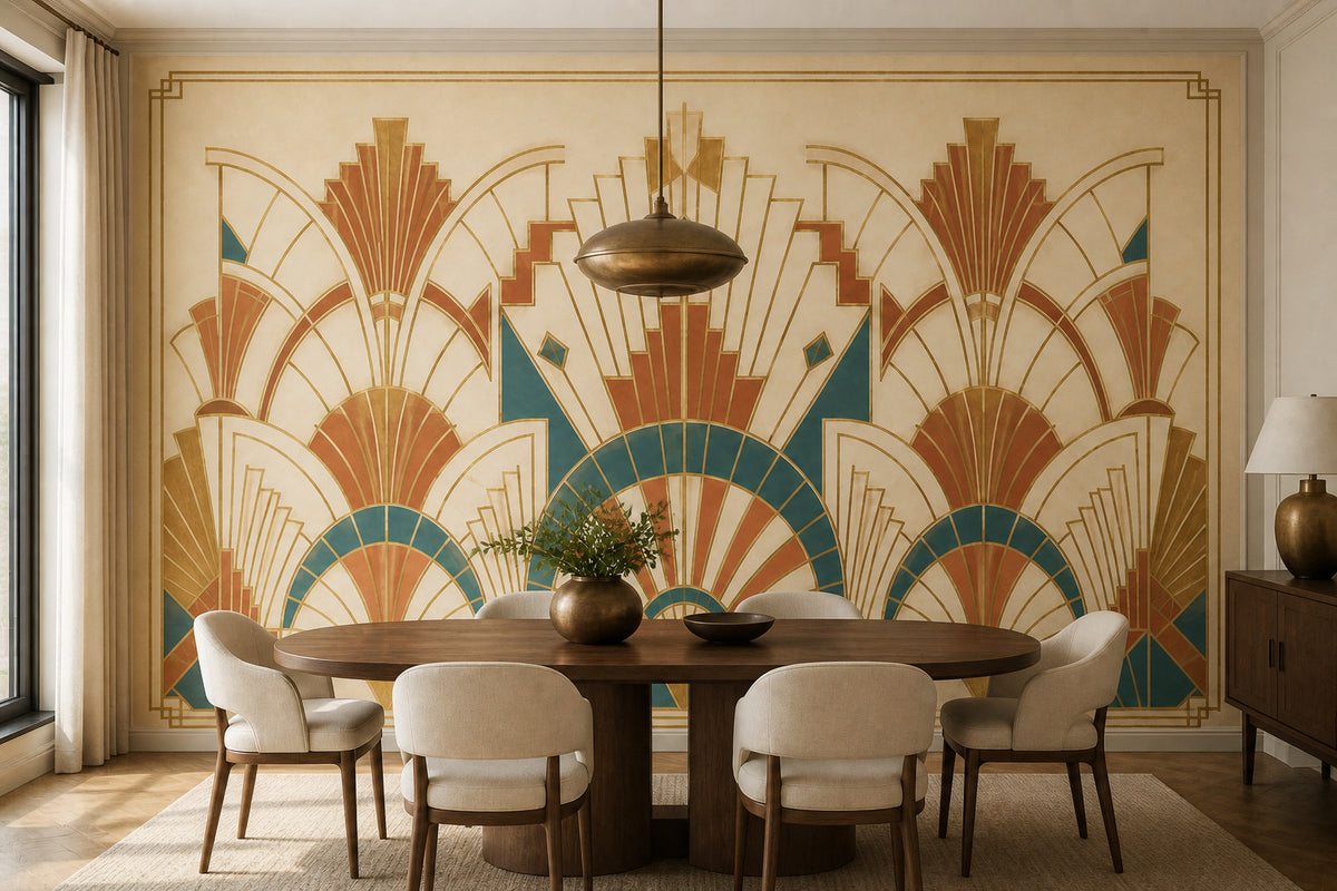 Ivory Deco Fan Wallpaper Mural product view