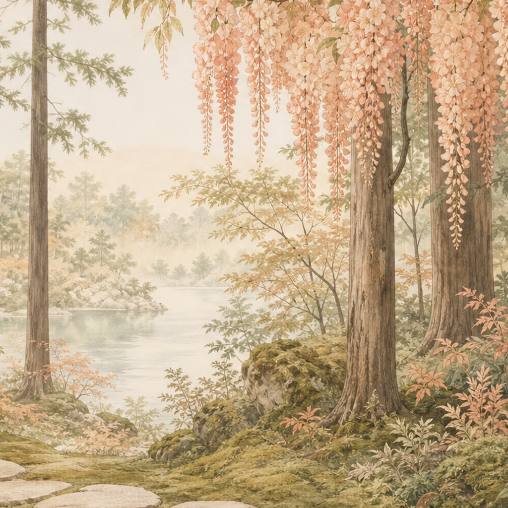 Peach Wisteria Wallpaper Mural product view