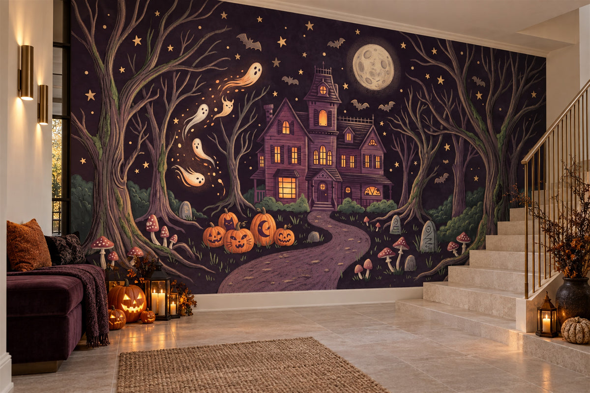 purple castle stairway custom stick on removable non woven vinyl wallpaper mural