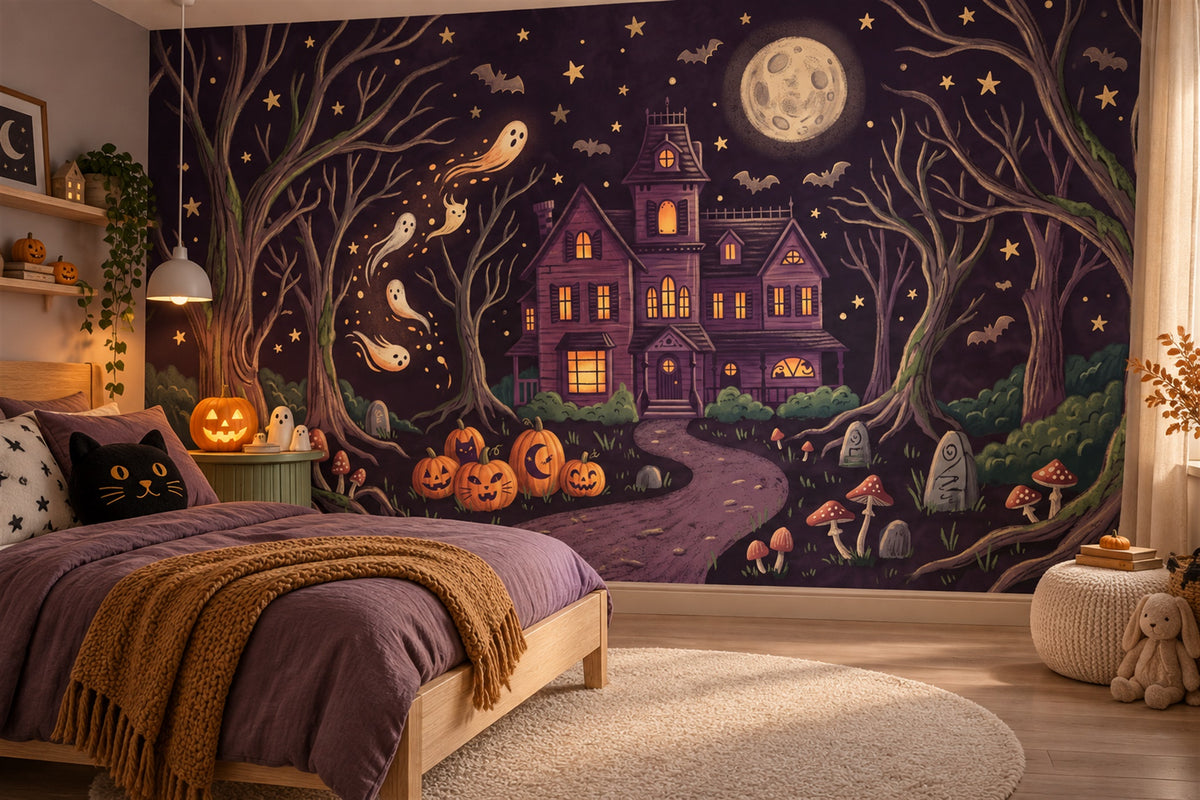 purple castle wallpaper mural kids room custom removable non woven vinyl stick on