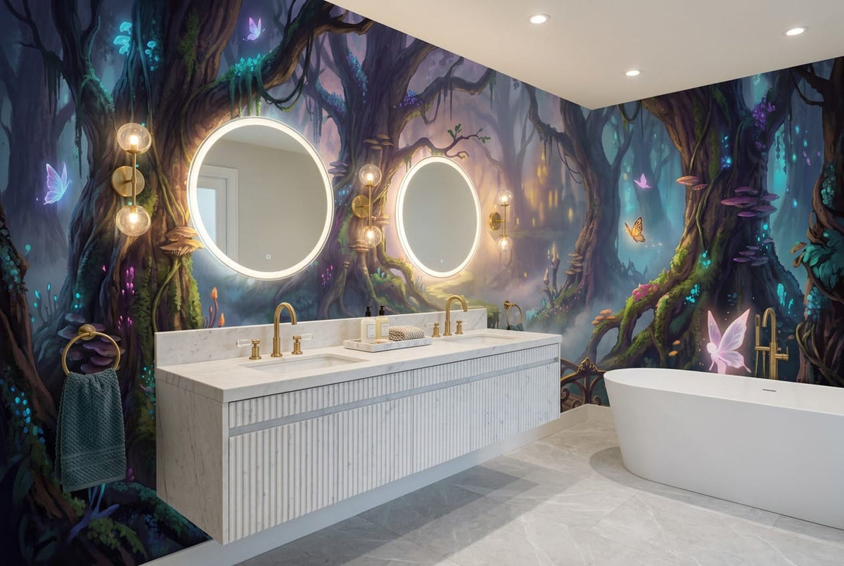 Enchanted Fairy Forest Bridge Wallpaper Mural