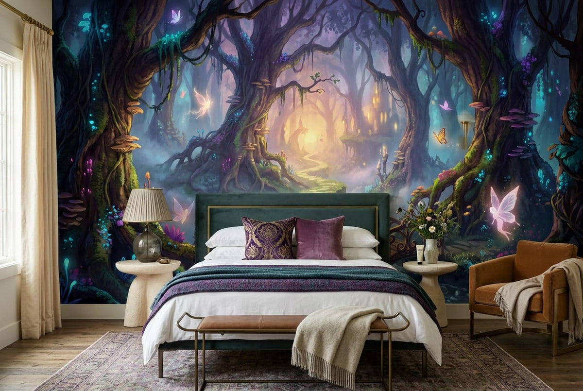 Enchanted Fairy Forest Bridge Wallpaper Mural