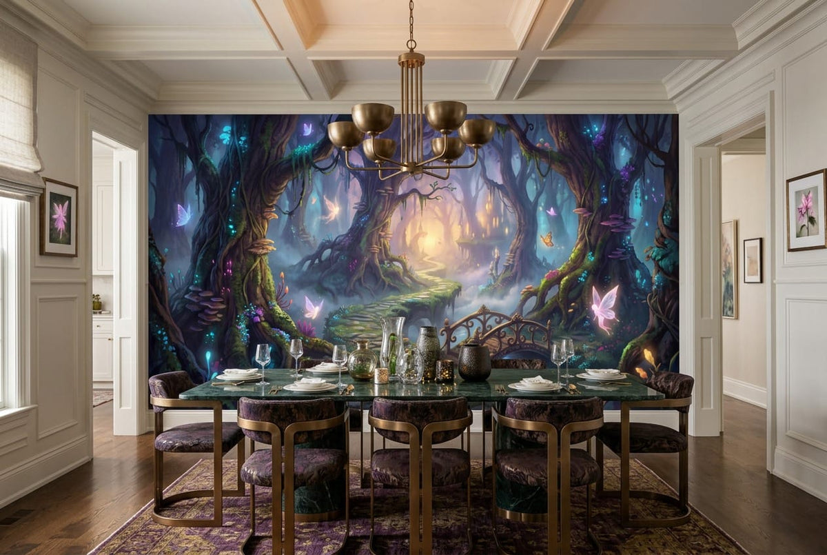 Enchanted Fairy Forest Bridge Wallpaper Mural