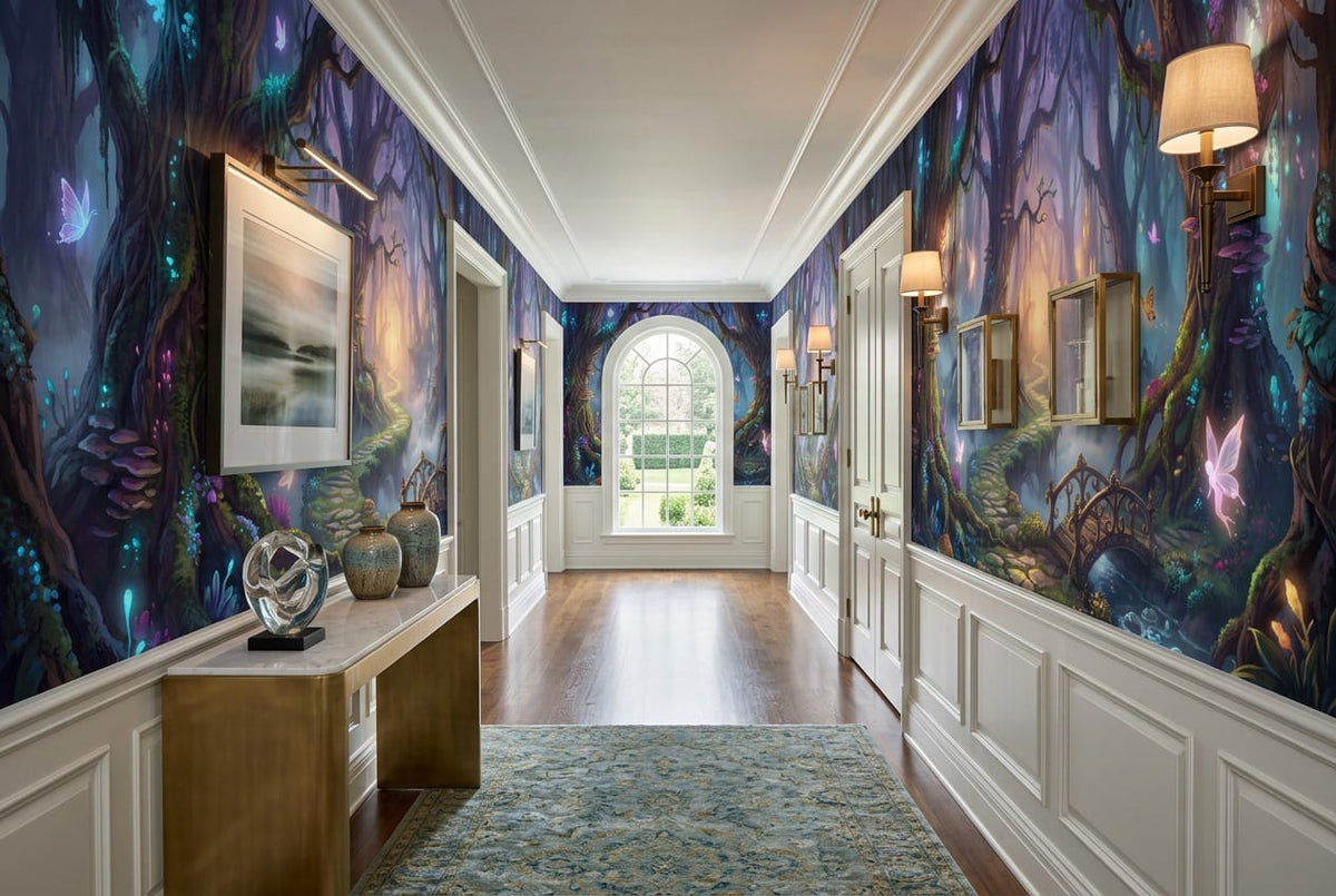 Enchanted Fairy Forest Bridge Wallpaper Mural