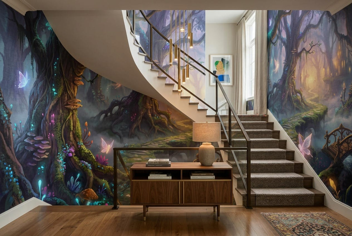 Enchanted Fairy Forest Bridge Wallpaper Mural