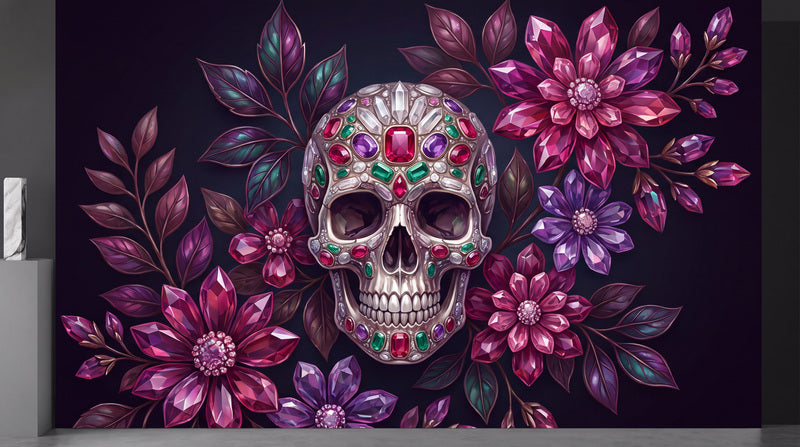 Black Sugar Skull Halloween Wallpaper Mural