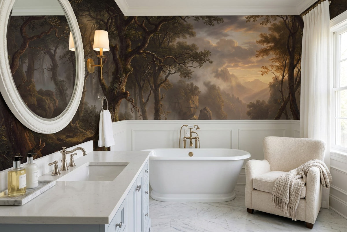 removable bathroom dark forest wallpaper mural custom stick on non woven vinyl