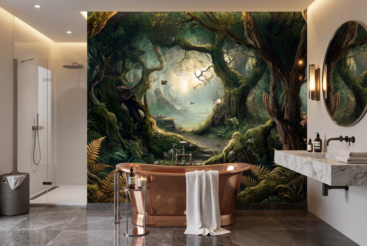 removable bathroom dark forest wallpaper mural moon custom stick on non woven vinyl