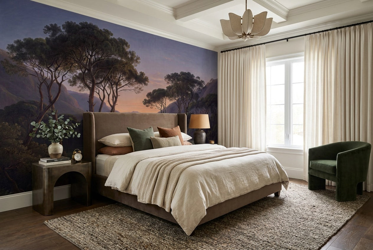 removable bedroom dark forest wallpaper mural valley custom stick on non woven vinyl
