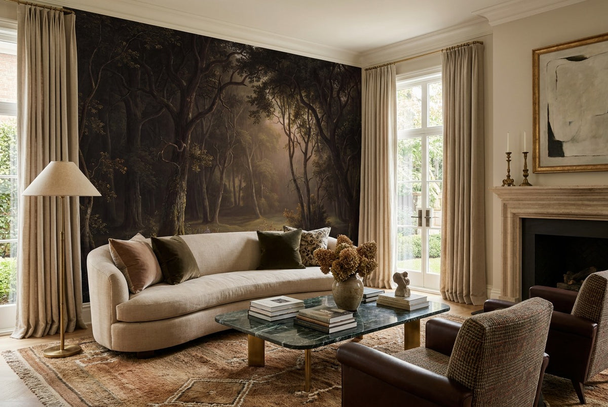 removable living room dark forest wallpaper mural calm custom stick on non woven vinyl