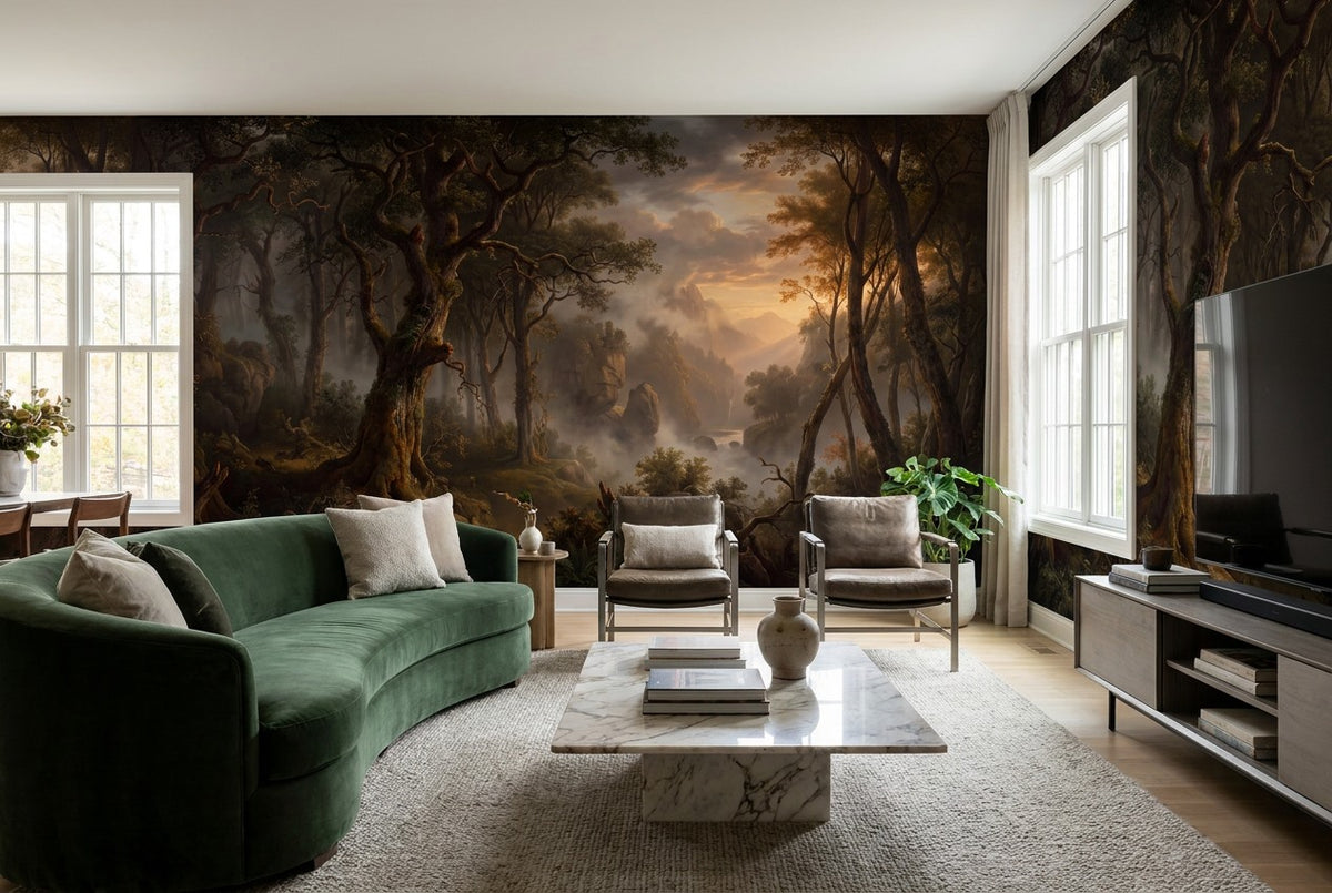 removable living room dark forest wallpaper mural custom stick on non woven vinyl