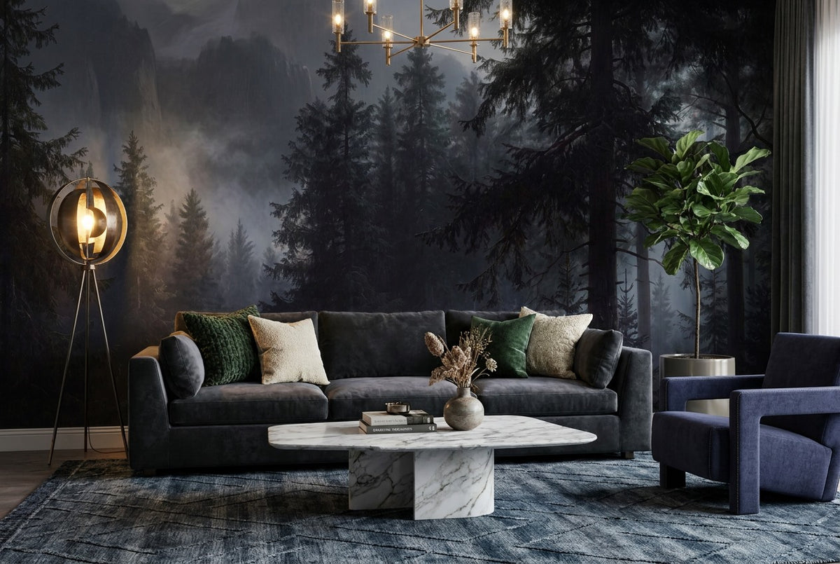 removable living room dark forest wallpaper mural pine custom stick on non woven vinyl