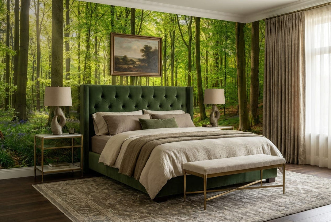 Fresh Green Photographic English Forest Green Wallpaper Mural scene image
