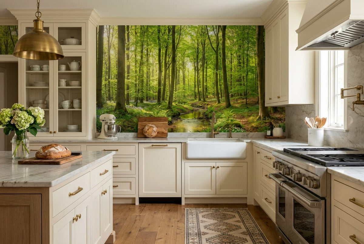 Fresh Green Photographic English Forest Green Wallpaper Mural scene image