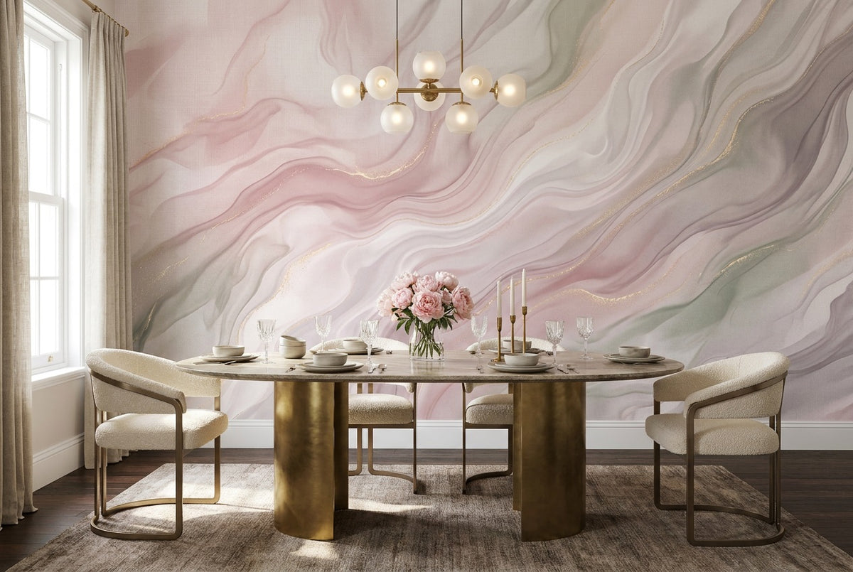 rose agate waves dining custom self adhesive non woven vinyl removable wallpaper mural